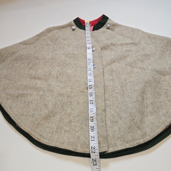 VINTAGE SALZBURGER DIRNDL GIRLS GRAY WOOL BUTTON UP GERMAN CAPE COAT 6 Used - Picture 3 of 8
